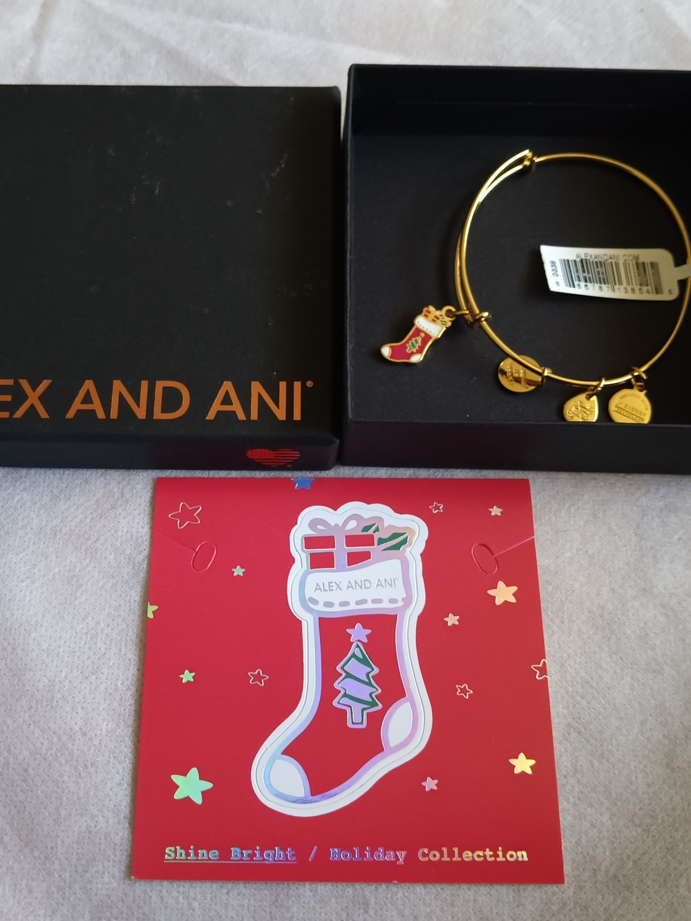 ALEX AND ANI STOCKING CHARM BRACELET BOXED